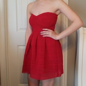 Strapless red dress